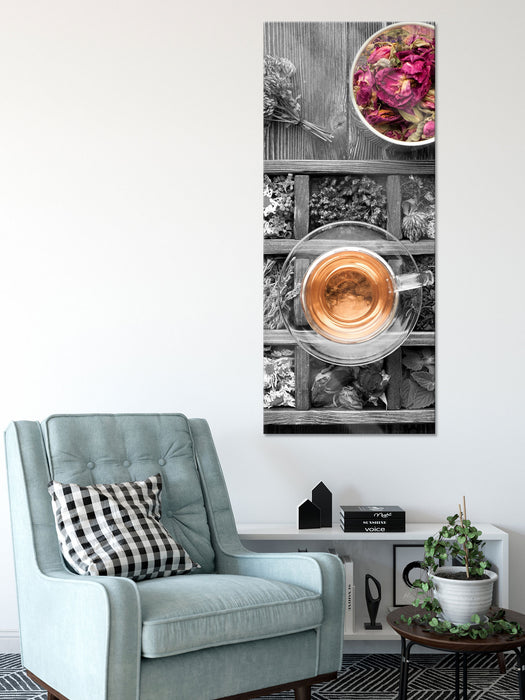 getrocknete Blumen und Gewürze, Glasbild Panorama