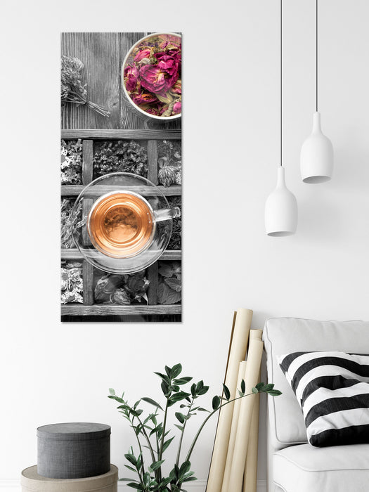 getrocknete Blumen und Gewürze, Glasbild Panorama