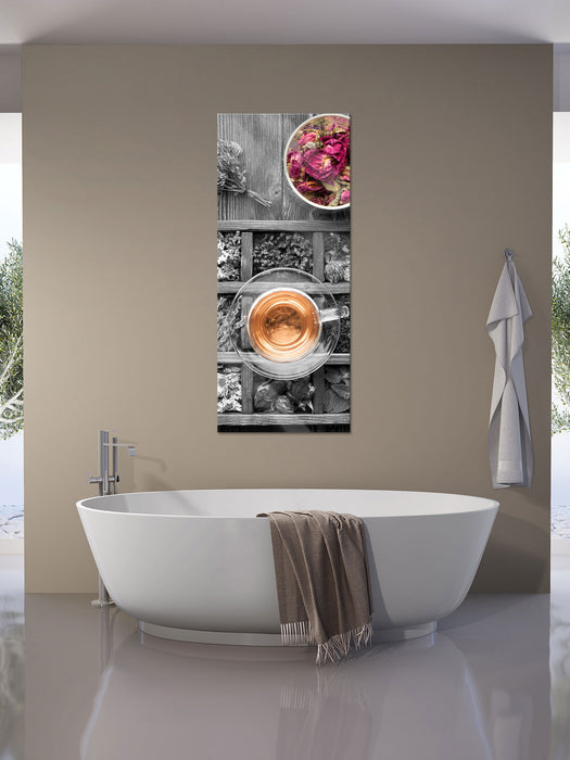 getrocknete Blumen und Gewürze, Glasbild Panorama