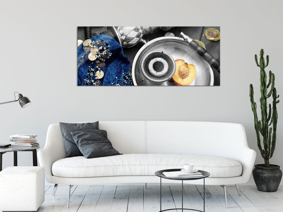 Shisha mit Aprikose, Glasbild Panorama