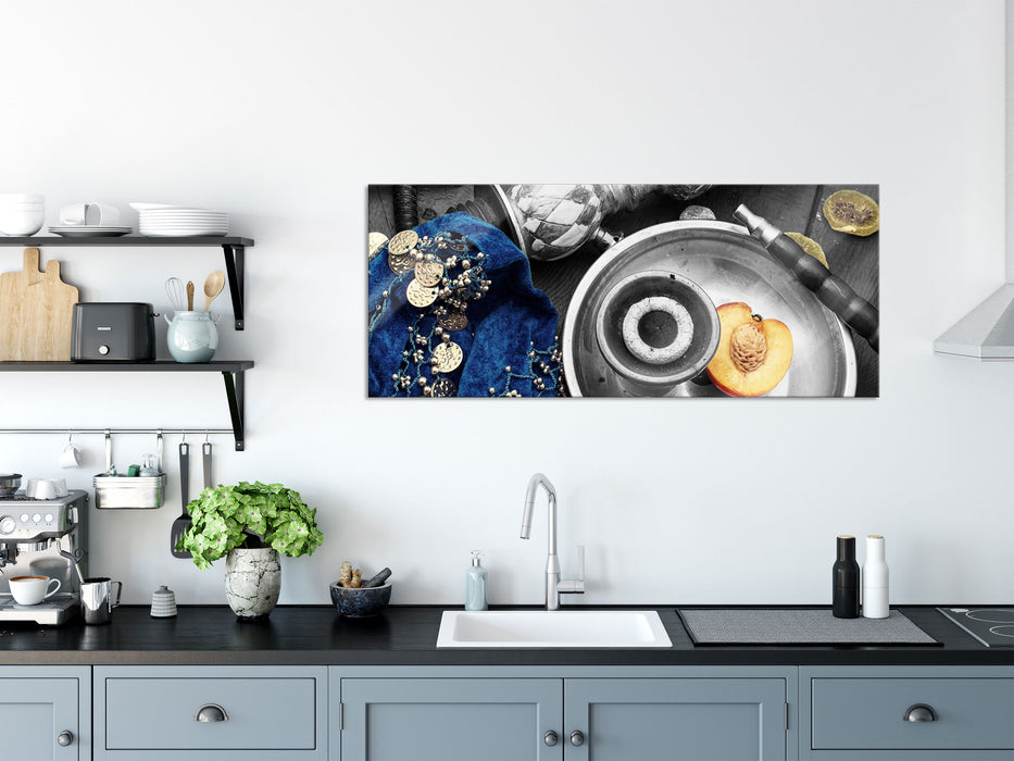 Shisha mit Aprikose, Glasbild Panorama