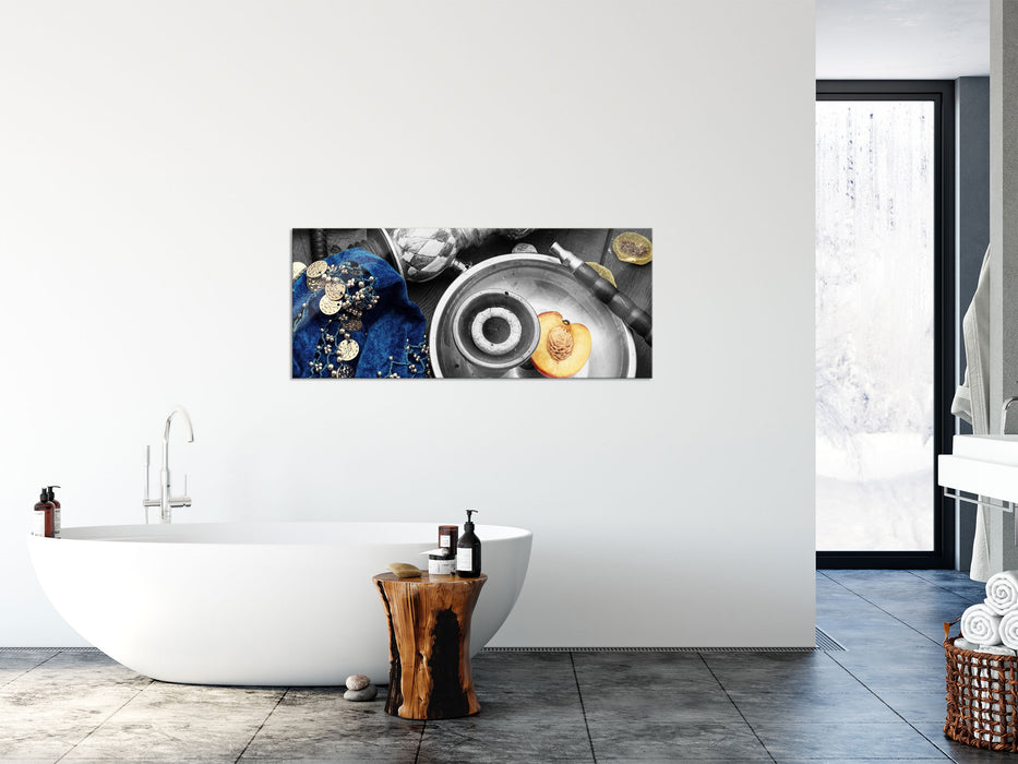 Shisha mit Aprikose, Glasbild Panorama