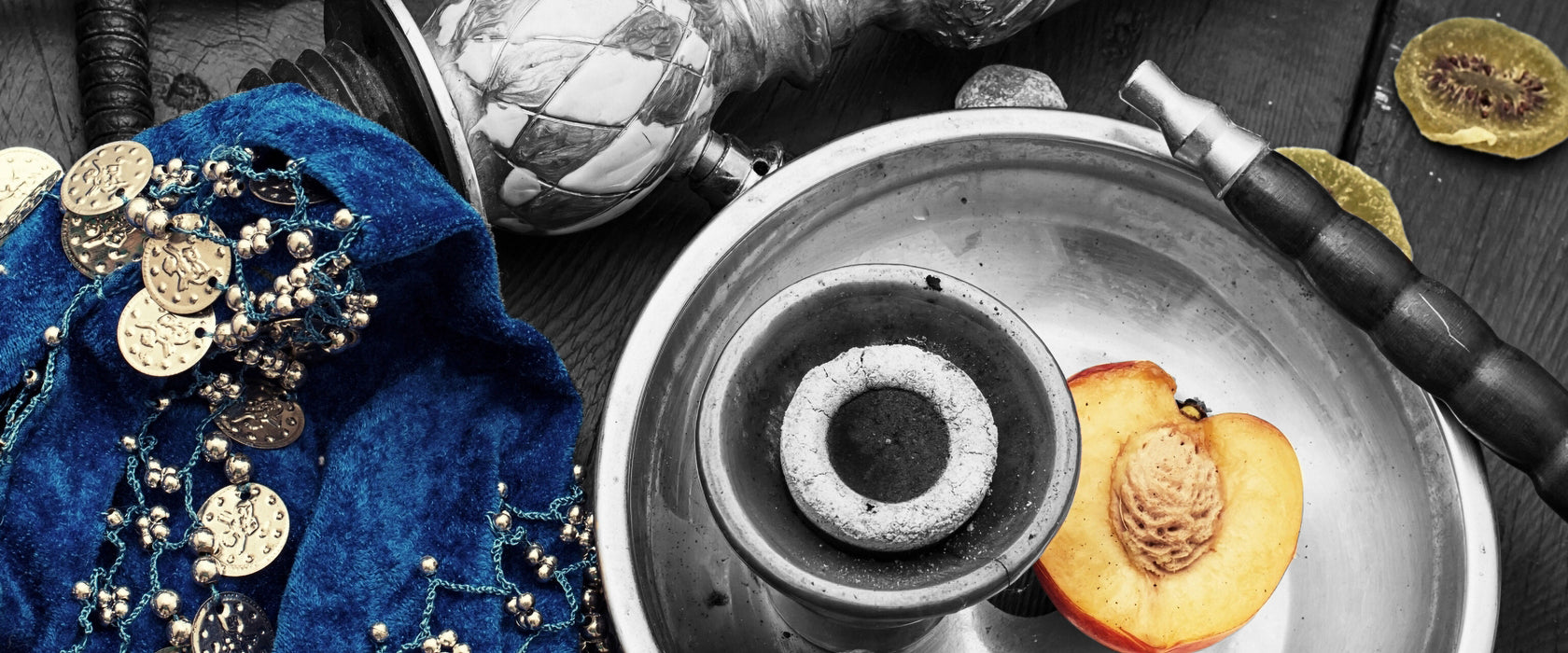 Shisha mit Aprikose, Glasbild Panorama