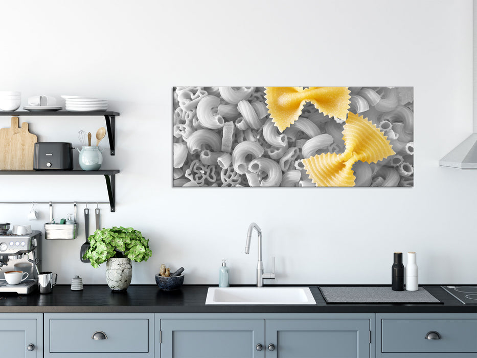 Nudelmischung, Glasbild Panorama