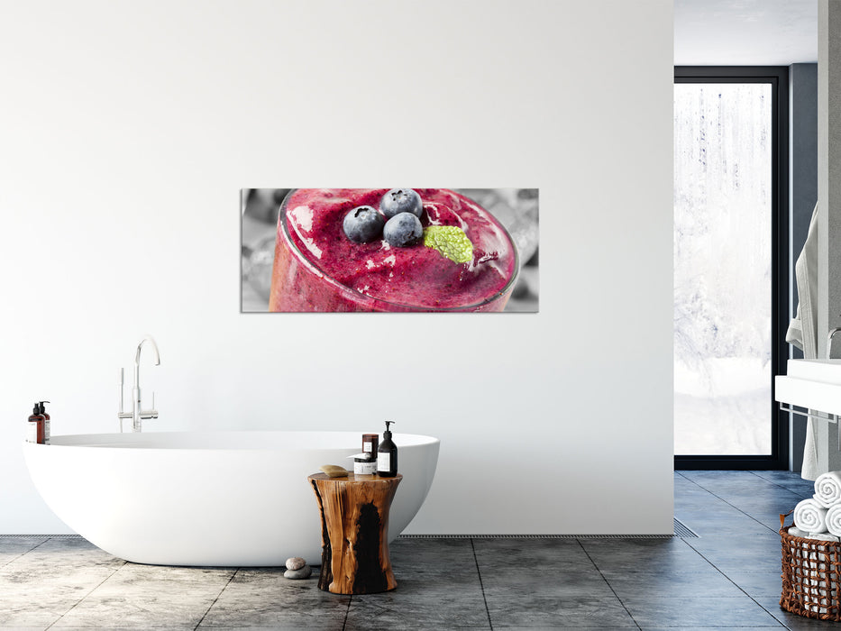 köstlicher Blaubeershake, Glasbild Panorama