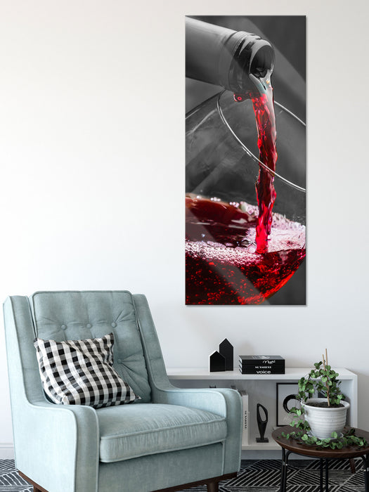 köstlicher Rotwein, Glasbild Panorama