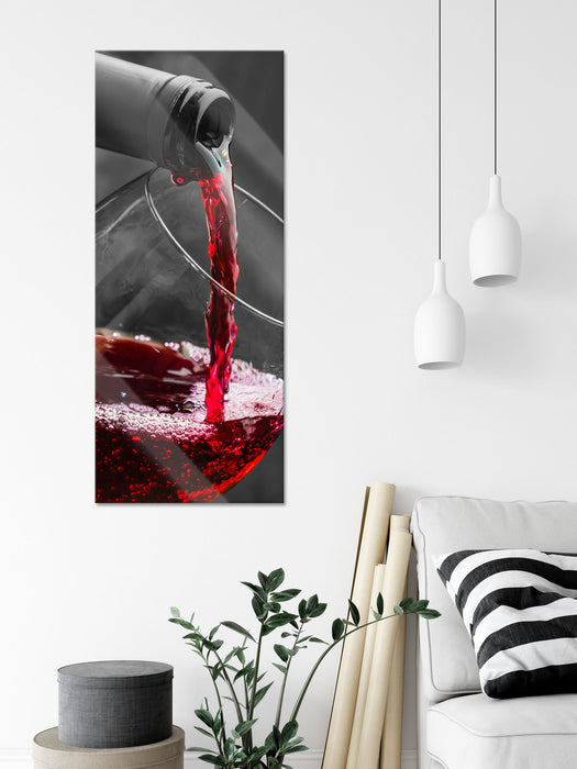 köstlicher Rotwein, Glasbild Panorama