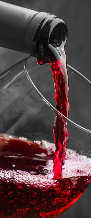 köstlicher Rotwein, Glasbild Panorama