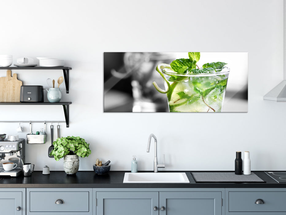 Pfefferminzcocktail, Glasbild Panorama