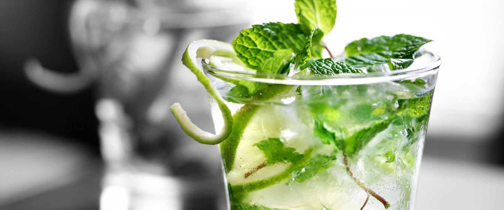 Pfefferminzcocktail, Glasbild Panorama