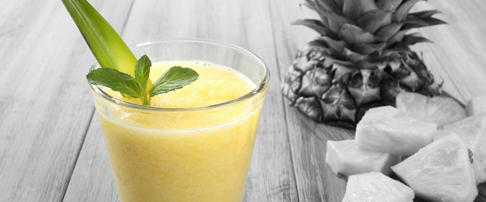 Ananasshake, Glasbild Panorama