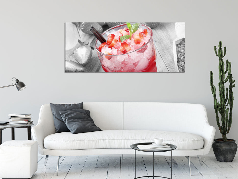 Erdbeercocktail, Glasbild Panorama