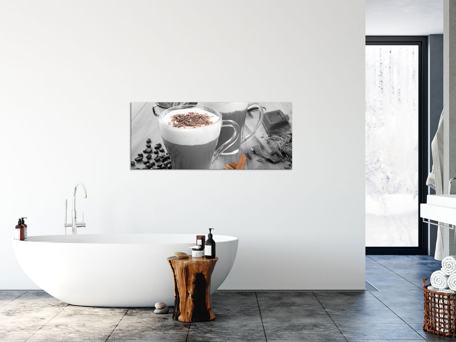 heiße Schokolade und Kaffee, Glasbild Panorama
