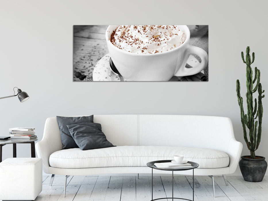 Kaffee mit Sahne, Glasbild Panorama