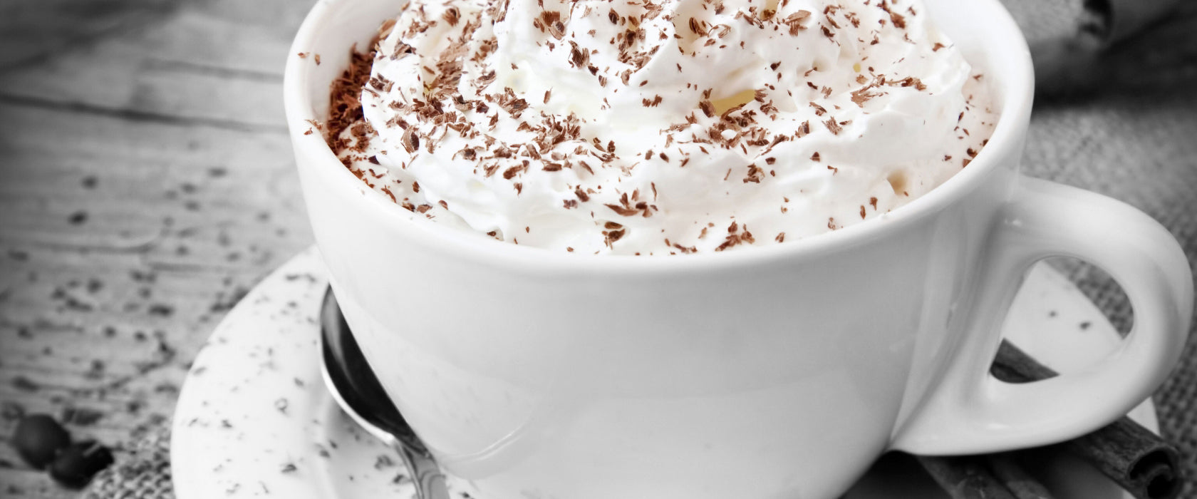 Kaffee mit Sahne, Glasbild Panorama