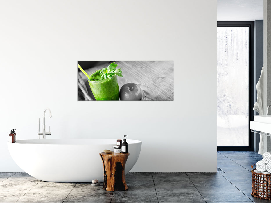Apfel Limette Kiwi Smoothie, Glasbild Panorama