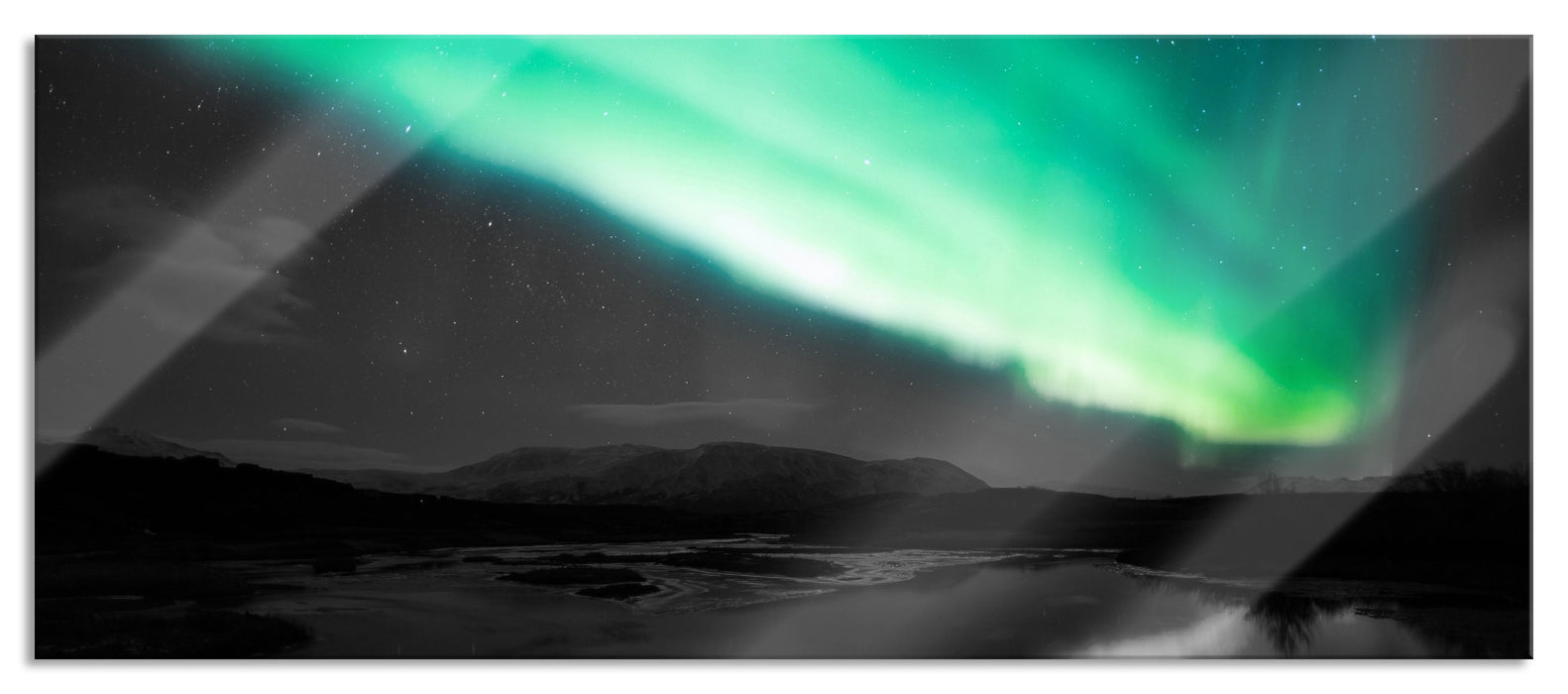 Pixxprint Polarlichter in Skandinavien, Glasbild Panorama