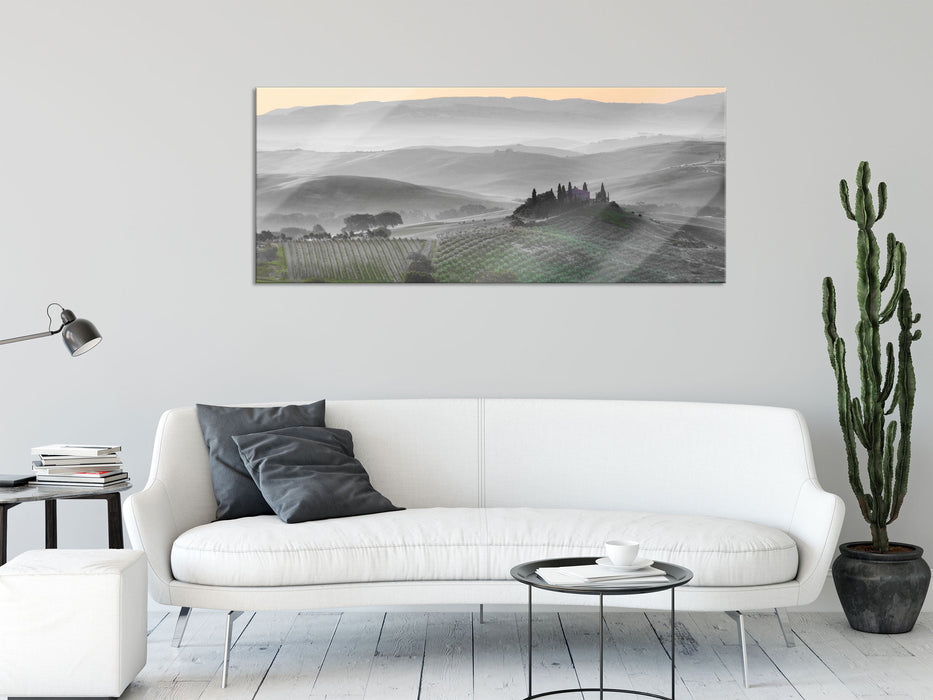 herrliche Toskana Landschaft, Glasbild Panorama