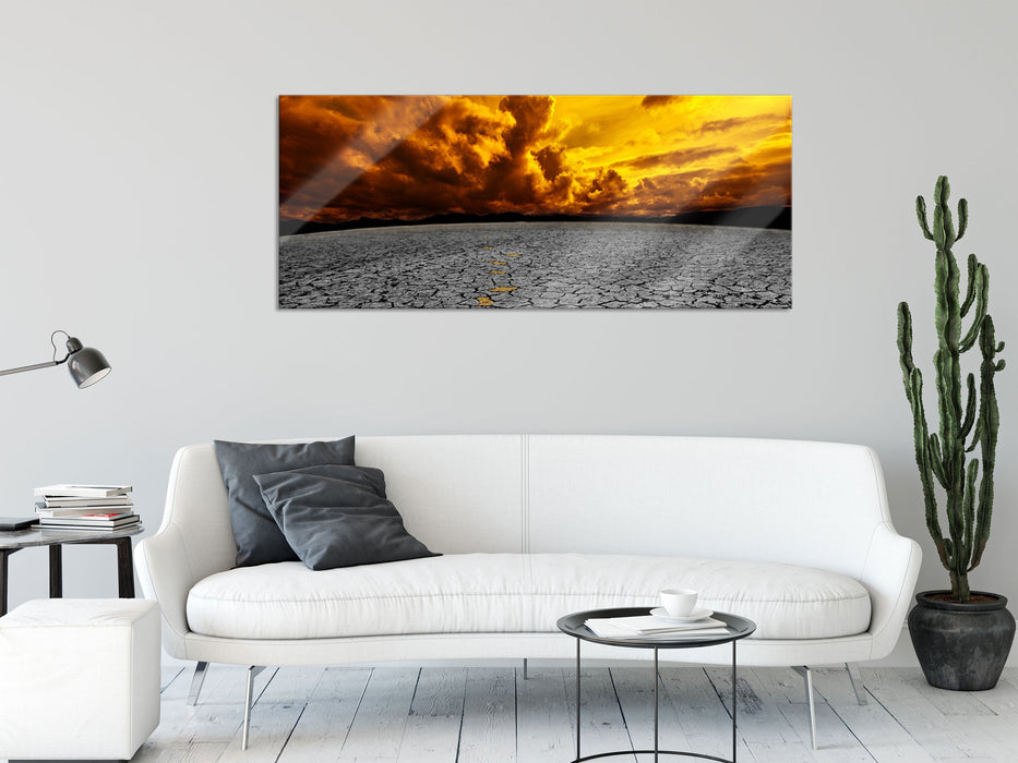 ausgetrocknete Landschaft, Glasbild Panorama