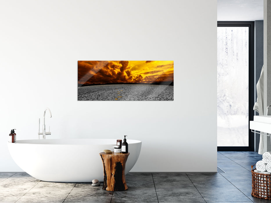 ausgetrocknete Landschaft, Glasbild Panorama