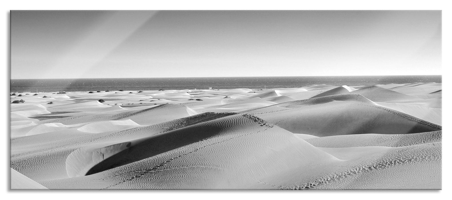 Pixxprint schöne Wüste am Meer, Glasbild Panorama