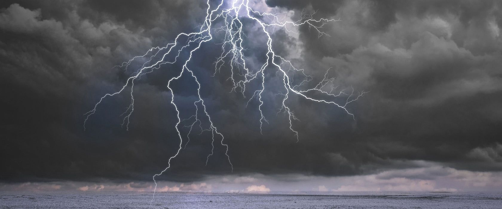 Gewitter über Meer, Glasbild Panorama