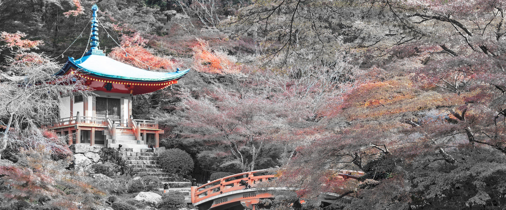 schönes Kloster in Japan, Glasbild Panorama