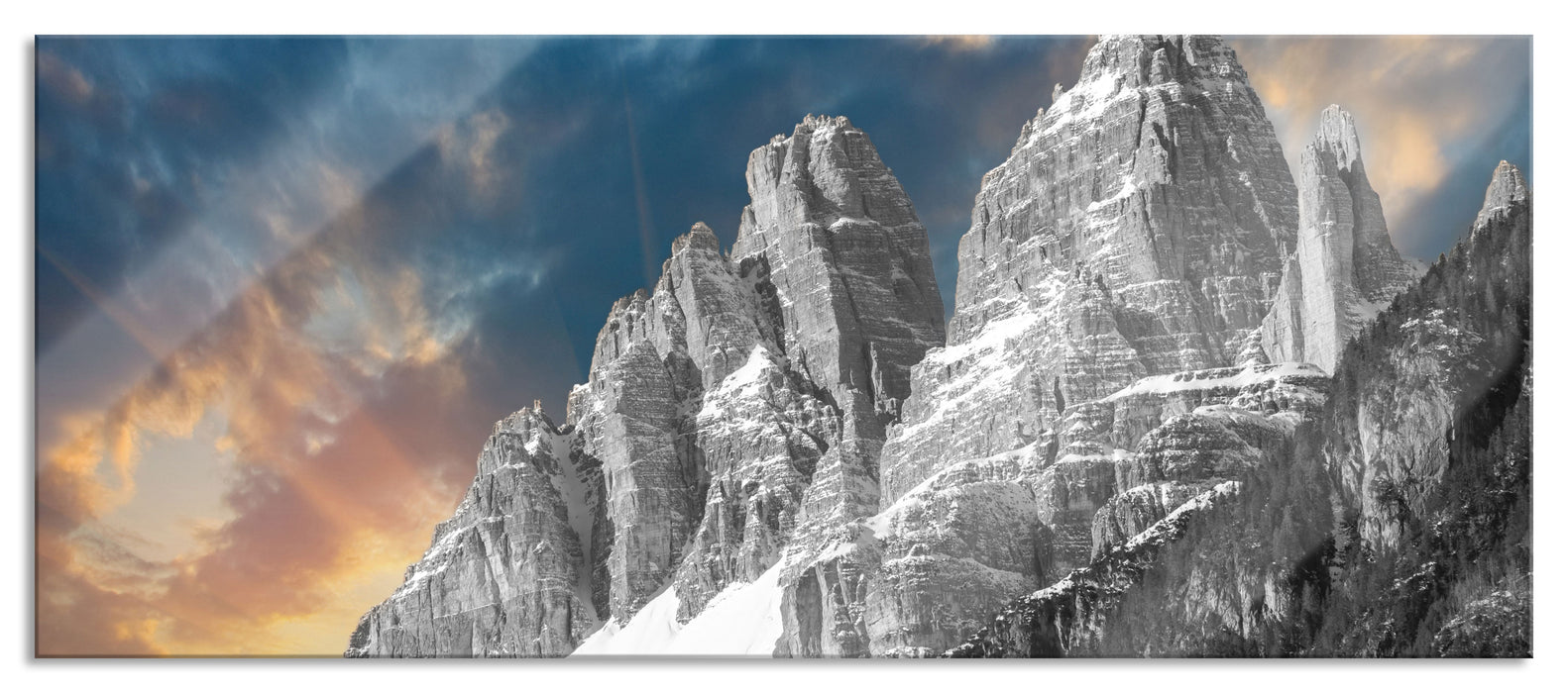 Pixxprint wunderschöne Bergkette, Glasbild Panorama