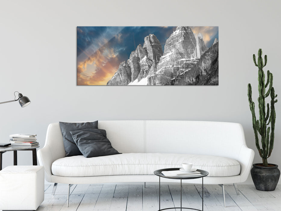 wunderschöne Bergkette, Glasbild Panorama