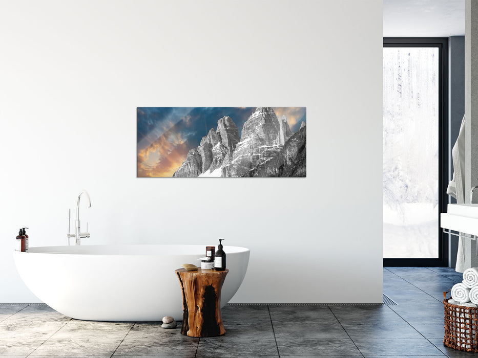 wunderschöne Bergkette, Glasbild Panorama