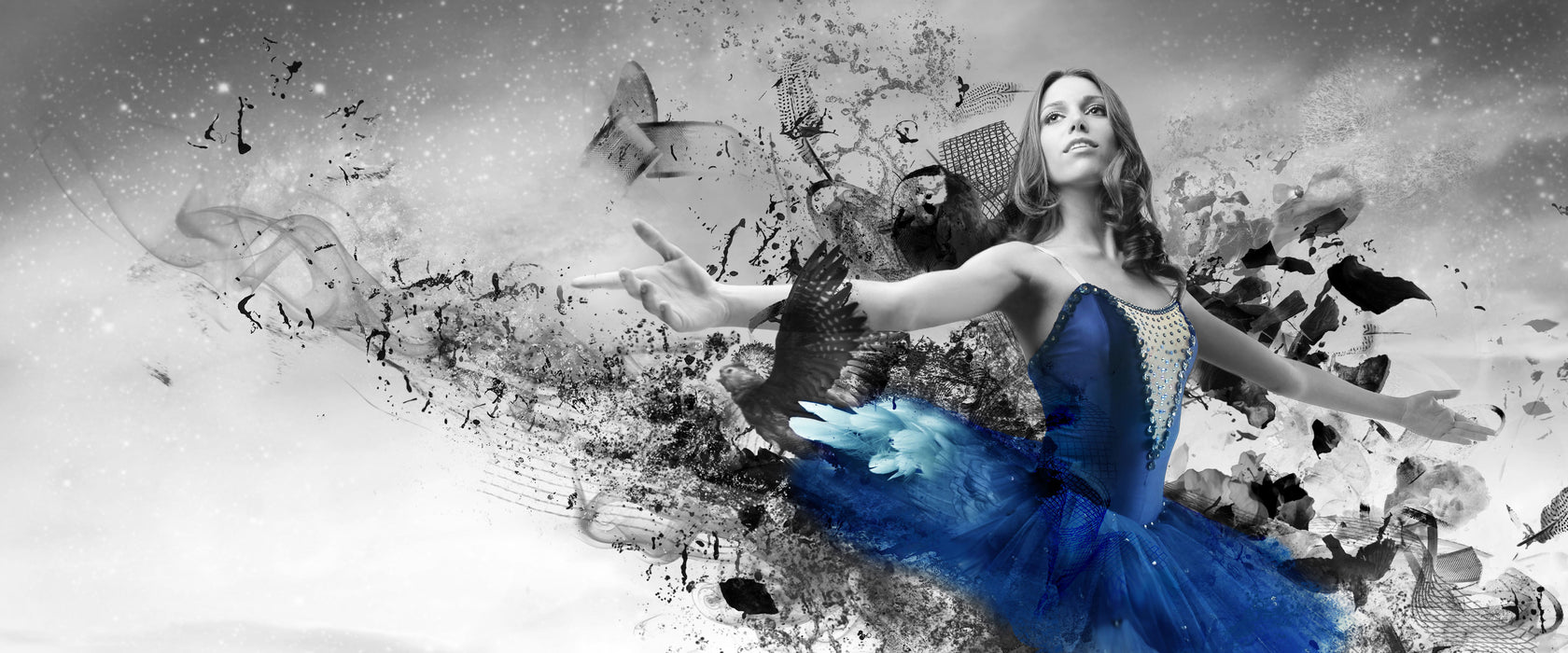 schöne Ballerina, Glasbild Panorama
