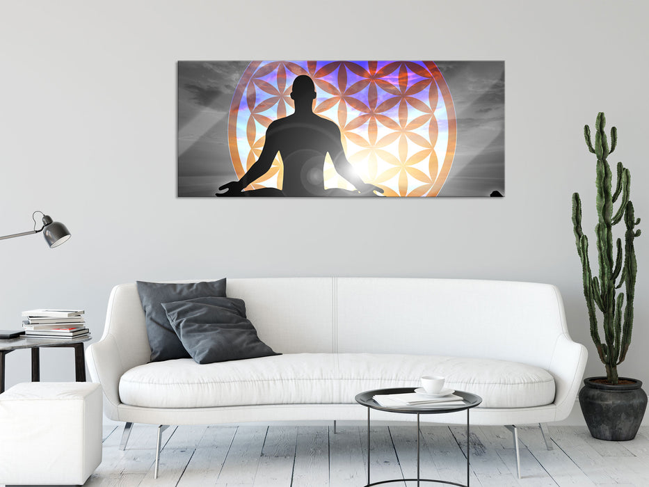 Blume des Lebens, Glasbild Panorama