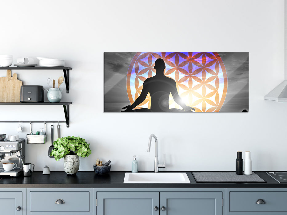 Blume des Lebens, Glasbild Panorama