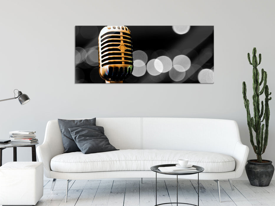 Retro Mikrofon, Glasbild Panorama