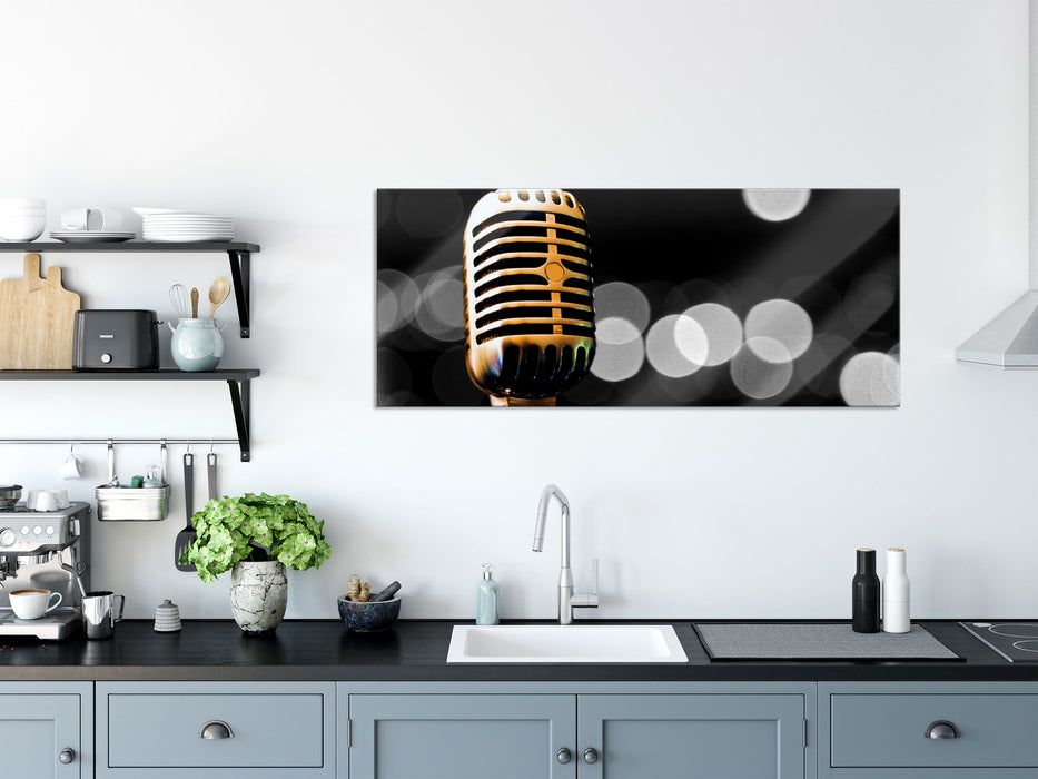 Retro Mikrofon, Glasbild Panorama