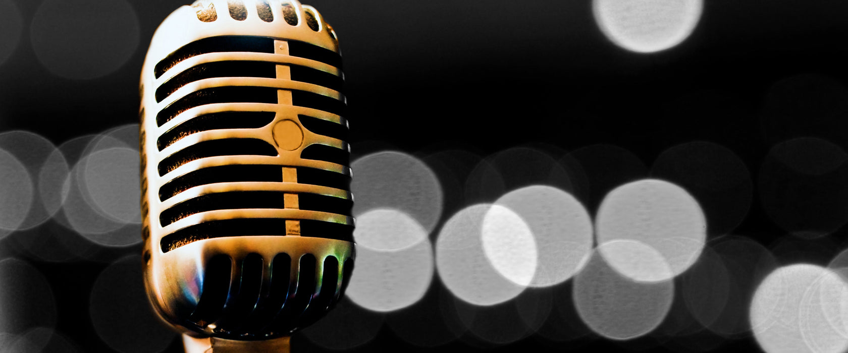 Retro Mikrofon, Glasbild Panorama