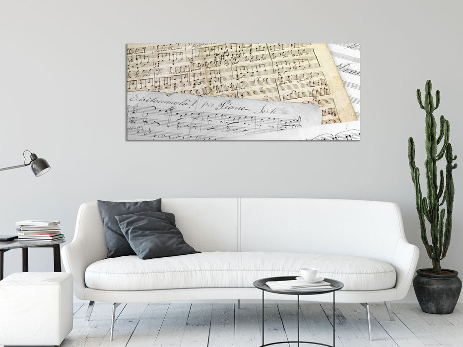 schöne alte Notenblätter, Glasbild Panorama