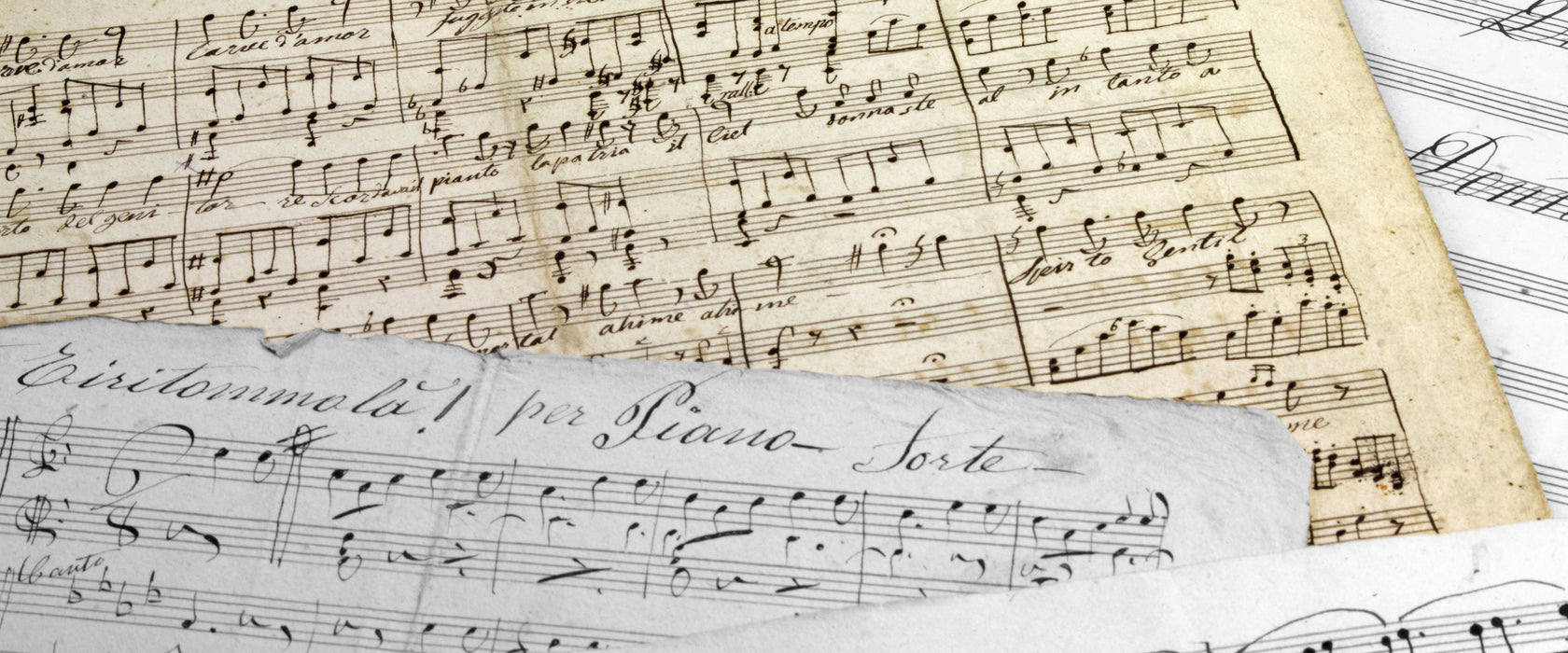 schöne alte Notenblätter, Glasbild Panorama