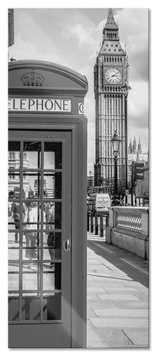 Pixxprint Telefonzelle in London, Glasbild Panorama