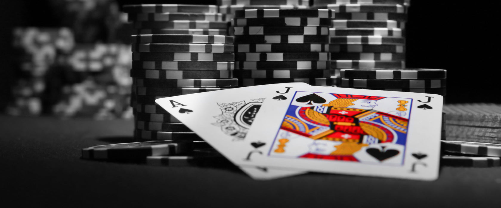 Pokerchips und Karten, Glasbild Panorama