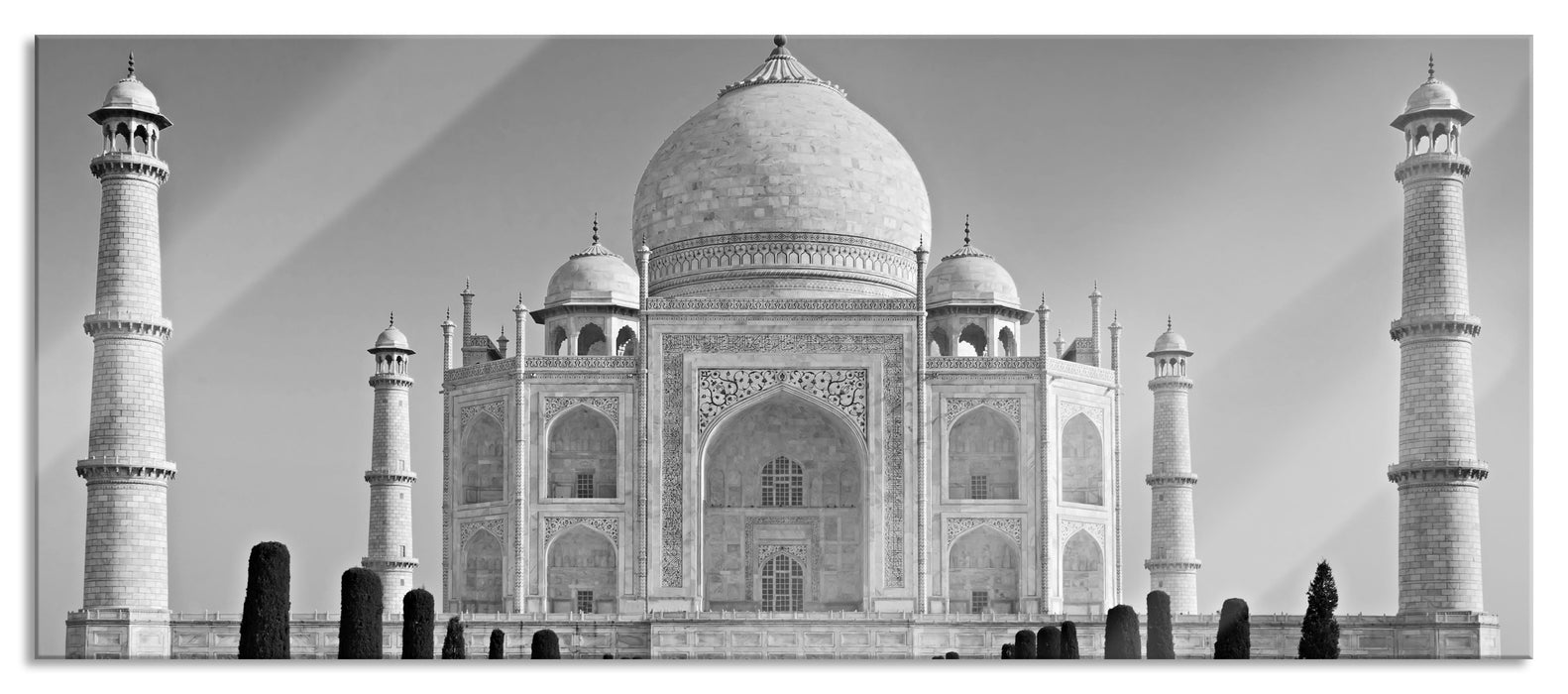 Pixxprint eindrucksvoller Taj Mahal, Glasbild Panorama