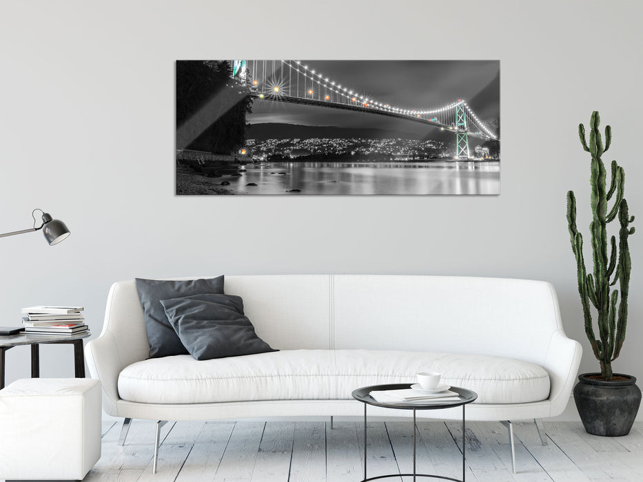 Lions Gate Bridge in Vancouver, Glasbild Panorama