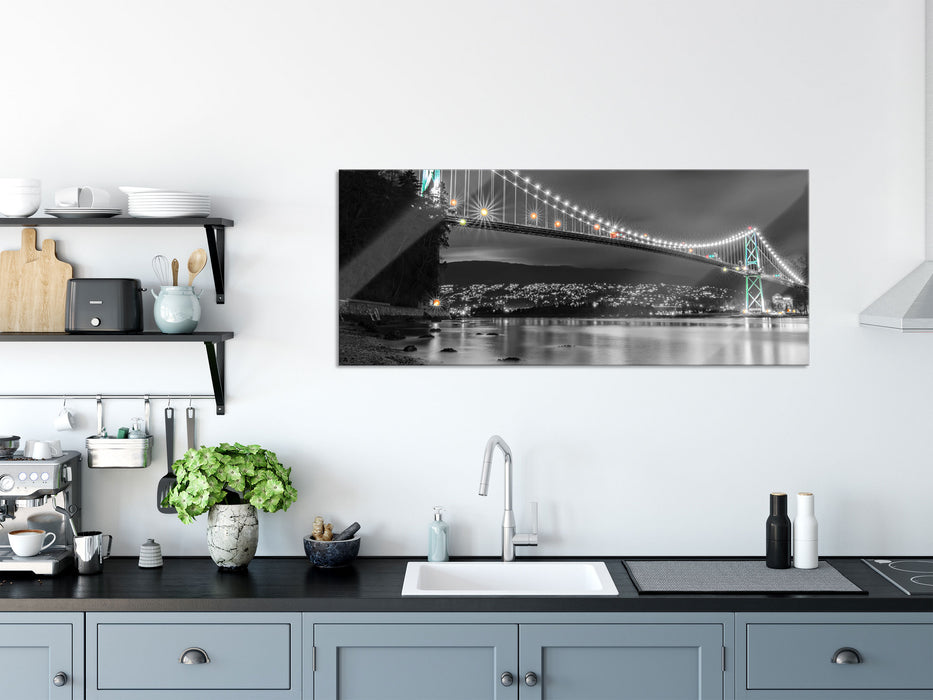 Lions Gate Bridge in Vancouver, Glasbild Panorama