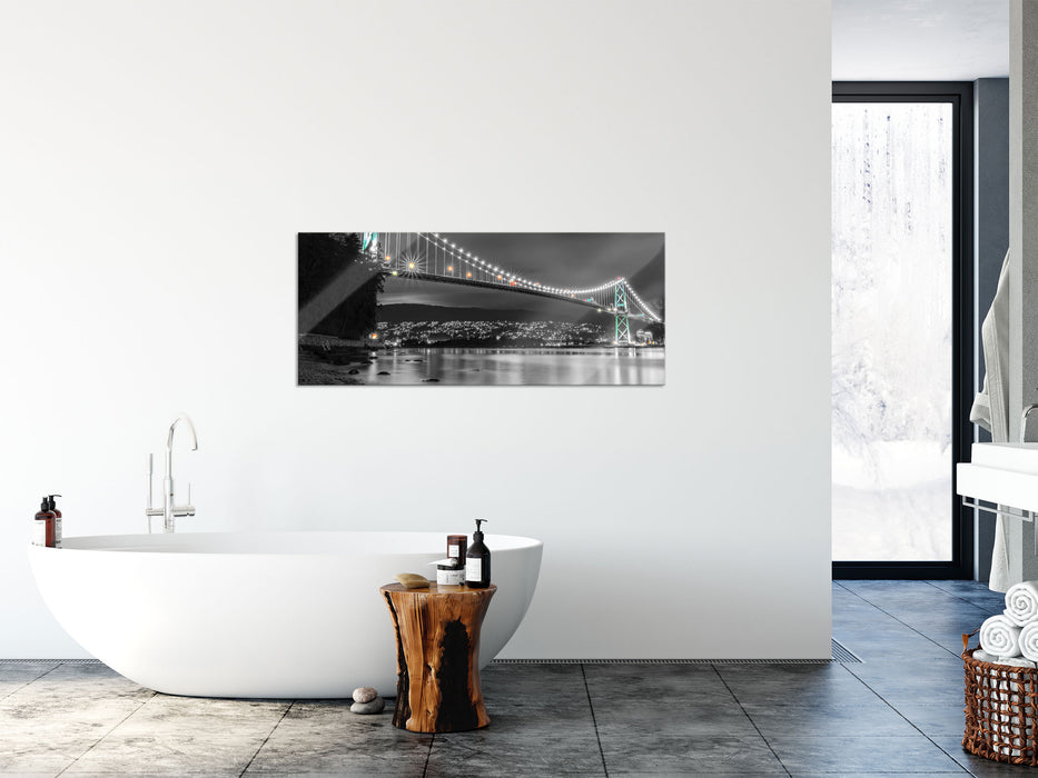 Lions Gate Bridge in Vancouver, Glasbild Panorama