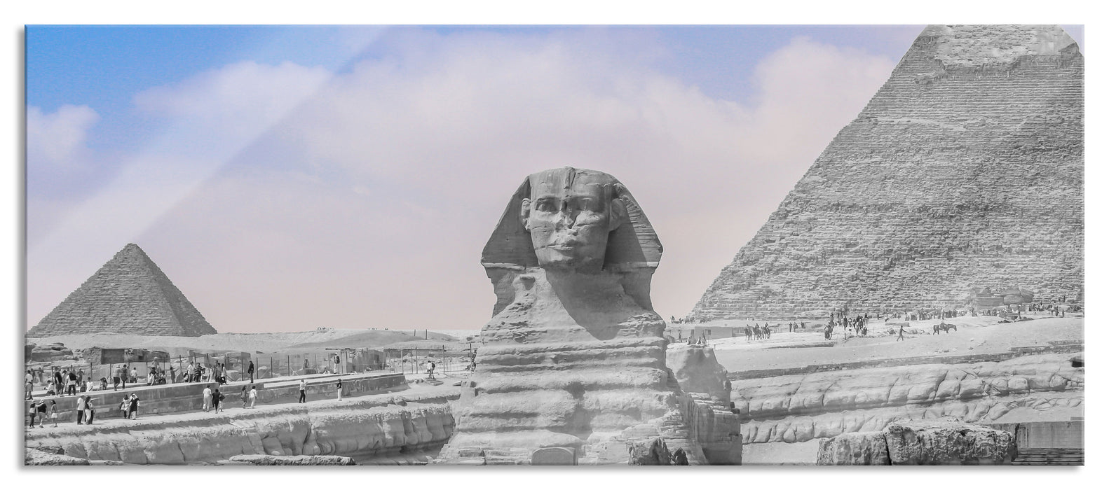 Pixxprint wunderschöne Sphinx in Gizeh, Glasbild Panorama