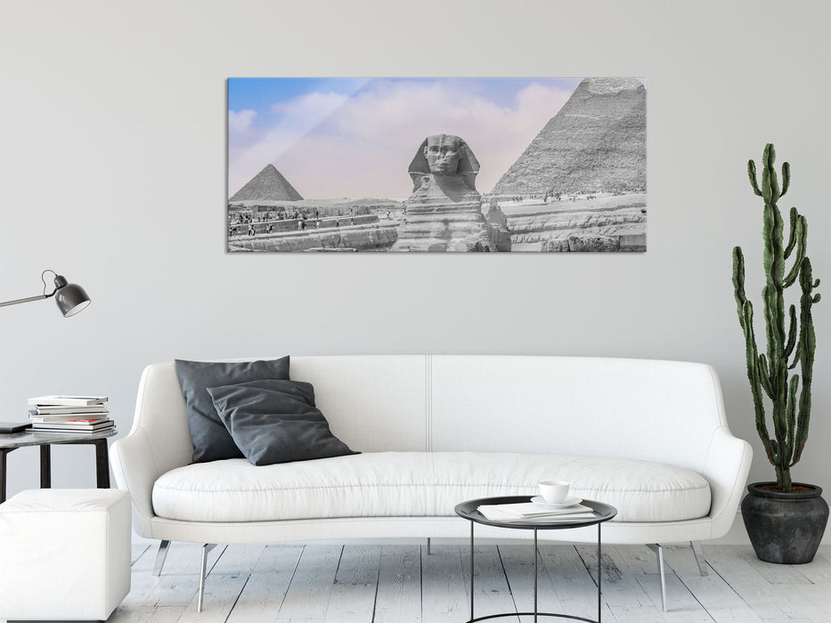 wunderschöne Sphinx in Gizeh, Glasbild Panorama