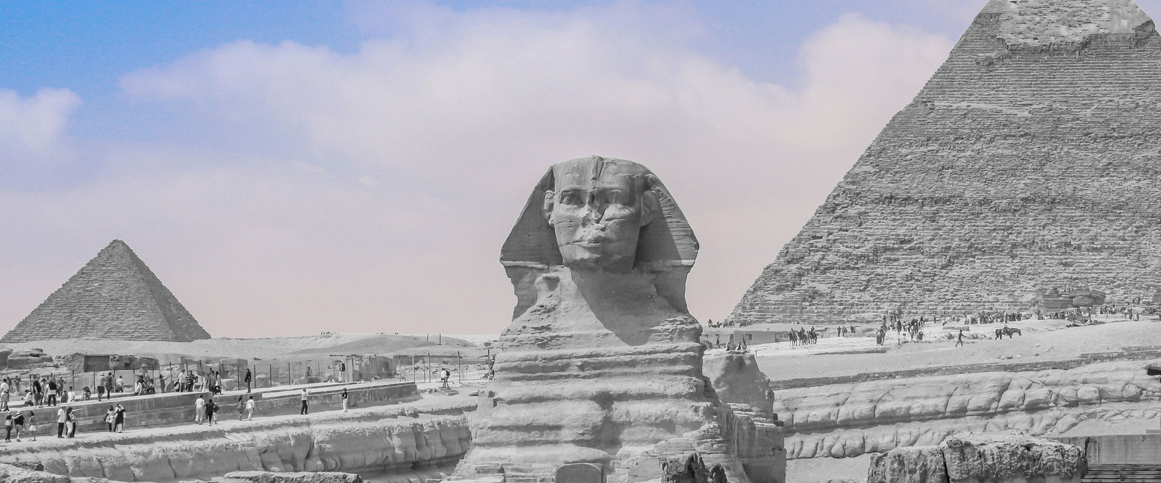 wunderschöne Sphinx in Gizeh, Glasbild Panorama