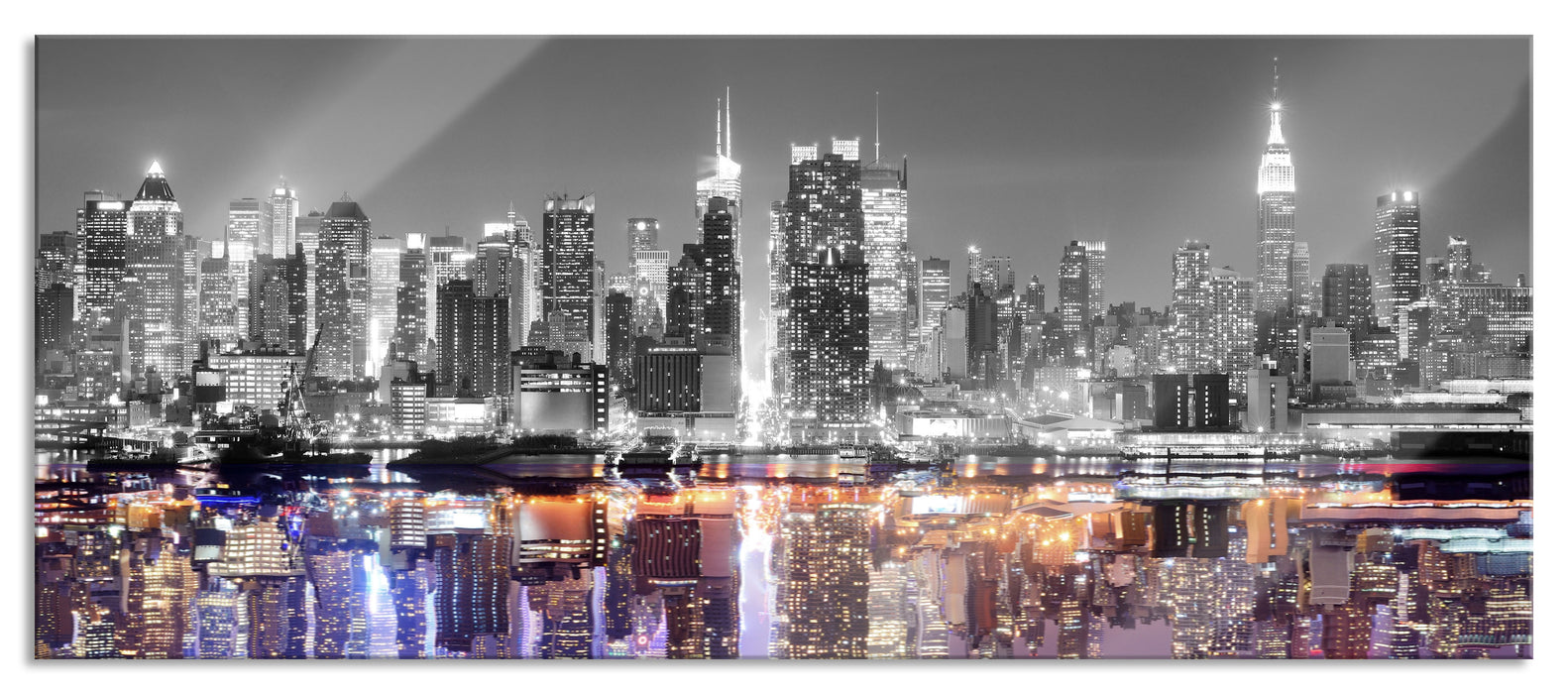 Pixxprint Manhattan Skyline, Glasbild Panorama