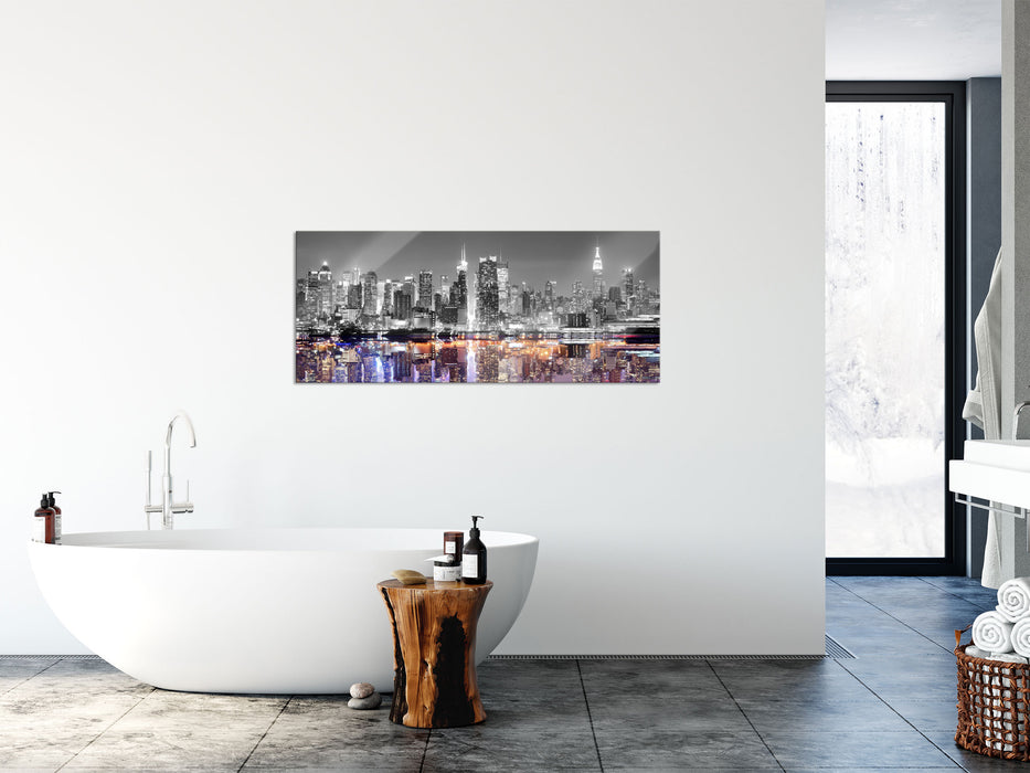 Manhattan Skyline, Glasbild Panorama