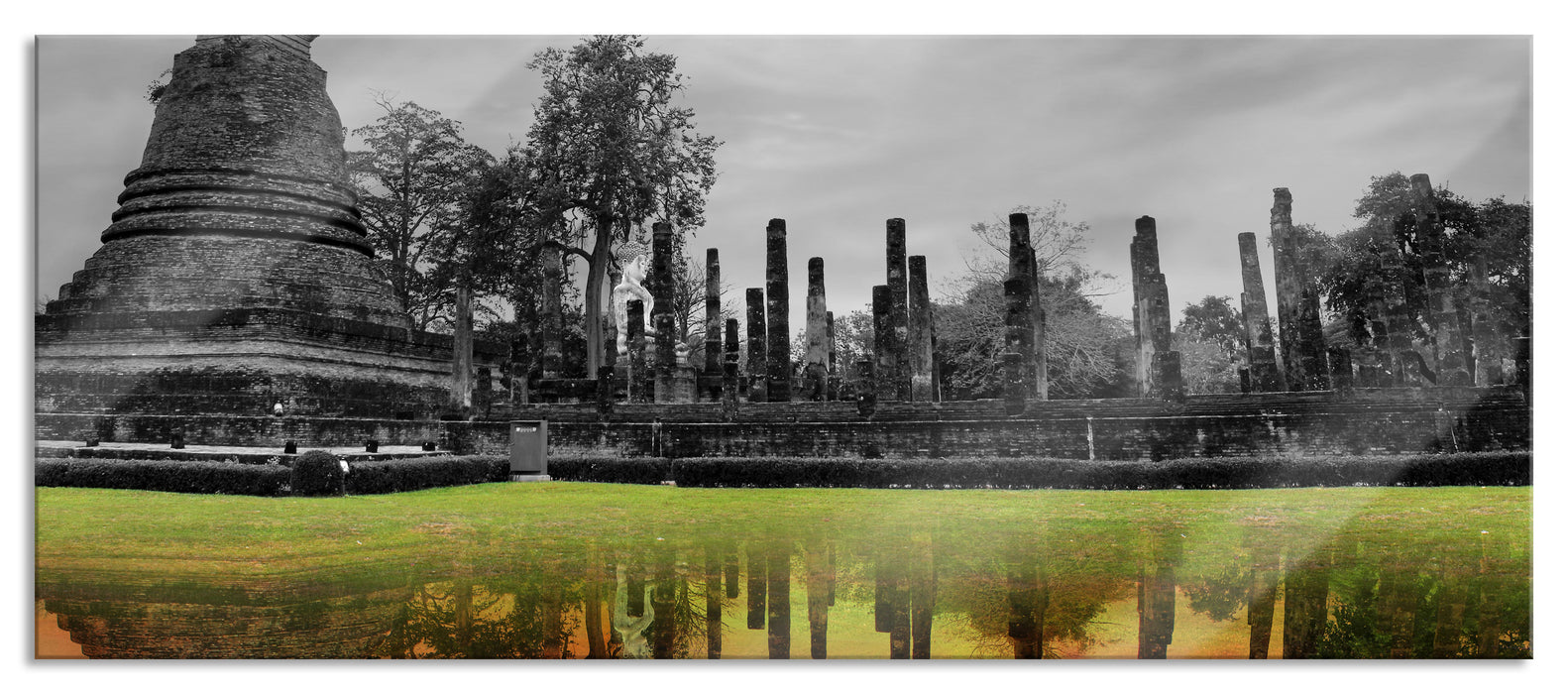 Pixxprint atemberaubender Buddha Tempel, Glasbild Panorama